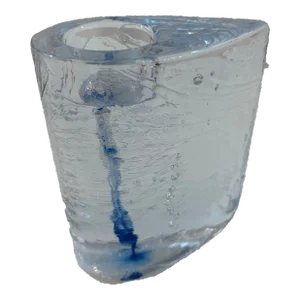 Kosta Boda Thick Transparent and Blue Textured Glass Candle Holder