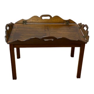 19th Century Walnut Serving Tray on Stand For Sale