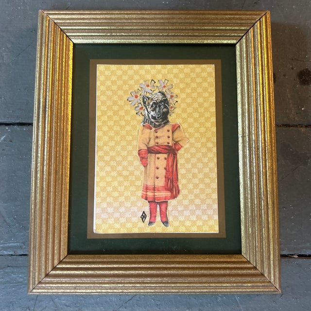 Contemporary dog portrait painting / collage by Judy Henn. Signed with monogram. Measures 5x6 overall. Check out my shop...