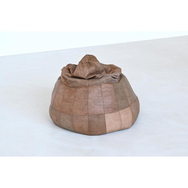 1970s De Sede Patchwork Bean Bag Pouf in Leather Switzerland 1970 from De Sede For Sale - Image 5 of 14