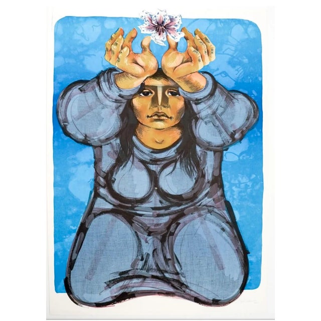 1981 Jorge Dumas the Offering Female Lithograph For Sale - Image 4 of 4