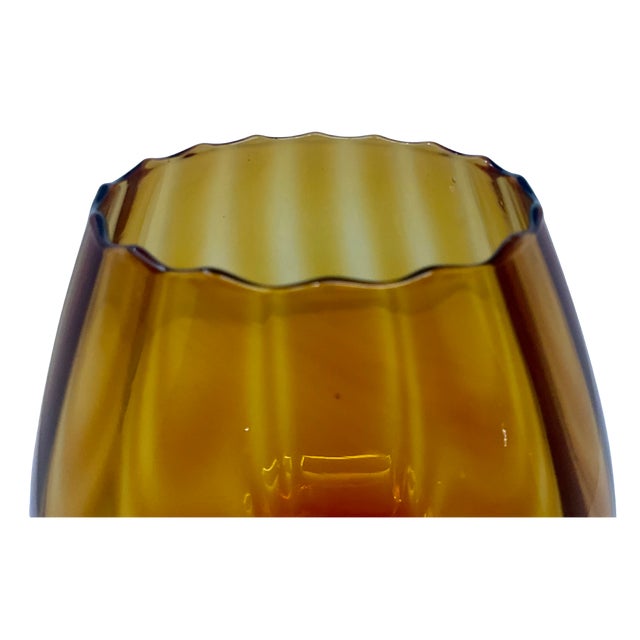 Vintage Amber Optic Balloon Vase Empoli Style For Sale - Image 12 of 13