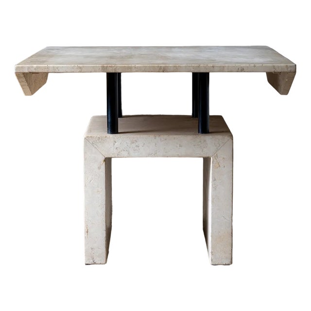 Late 20th Century Travertine Side Table For Sale