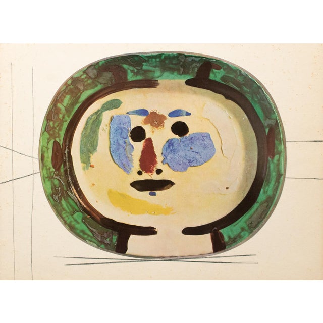 Pablo Picasso 1955 Swiss Print of Picasso's Ceramic Platter "Young Smiling Face" For Sale - Image 4 of 4