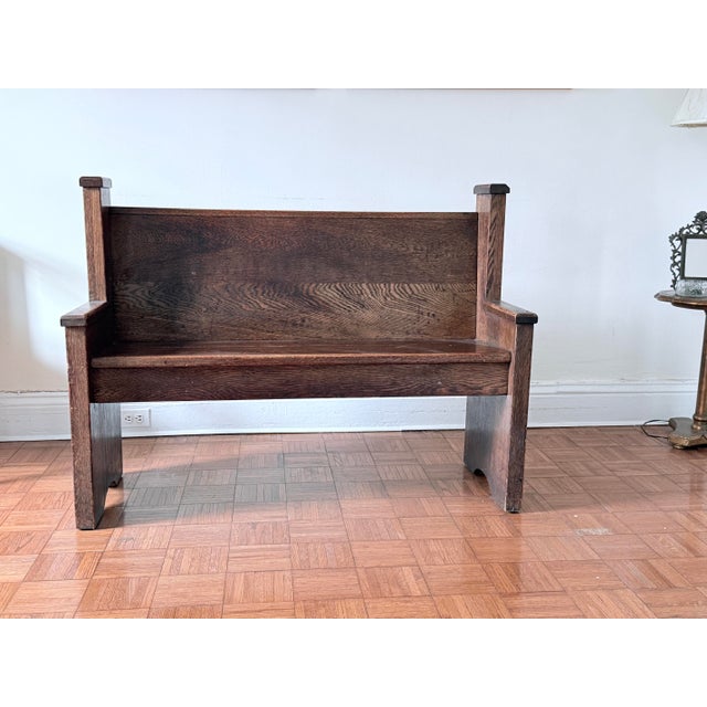 Early 20th Century Gothic Revival Oak Pew For Sale - Image 11 of 17