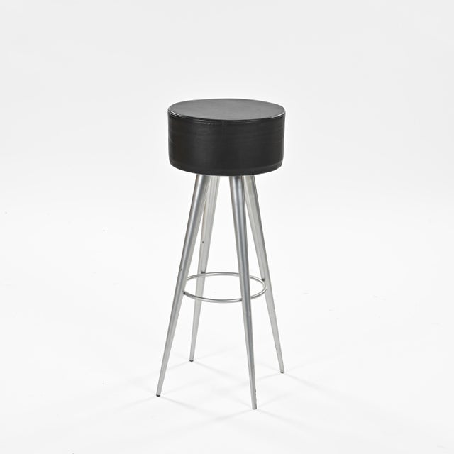 Postmodern Metal and Leather Golia Stools by Maurizio Peregalli for Zeus, 1993, Set of 4 For Sale - Image 3 of 7