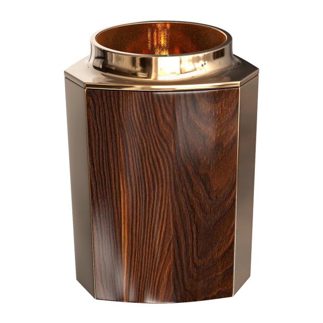 "Victoria" Ice Bucket with Bronze and Walnut, Handmade Bizimyer Furniture. Unmatched. Unrivalled. Designed by Hasan Samet...