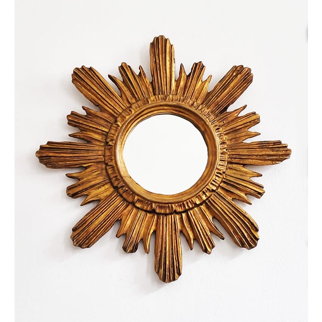 Mid-Century Modern Giltwood Sunburst Mirror, 1960s For Sale - Image 9 of 9
