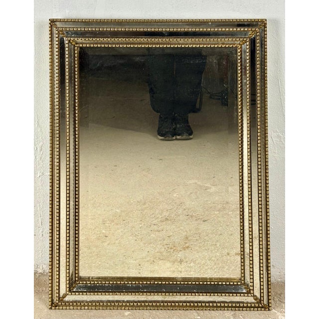 Brass and Beveled Glass Wall Mirror, Mid-20th Century For Sale - Image 10 of 14