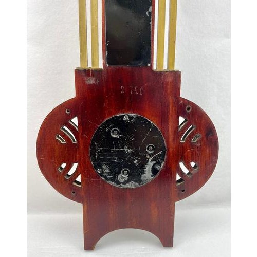 Large Art Nouveau Style Wall-Mounted Weather Station in Carved Walnut, Belgium, 1910 For Sale - Image 9 of 16