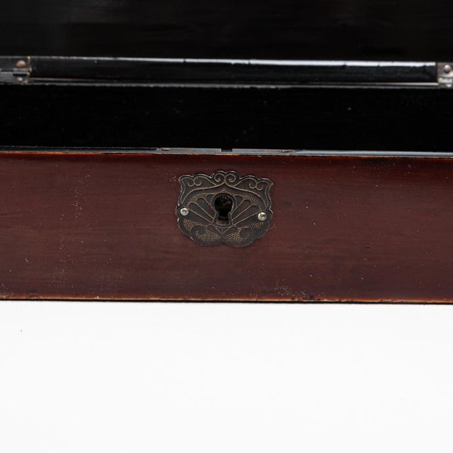 20th Century Asian Wooden Box with Handcrafted Gold Details For Sale - Image 14 of 18