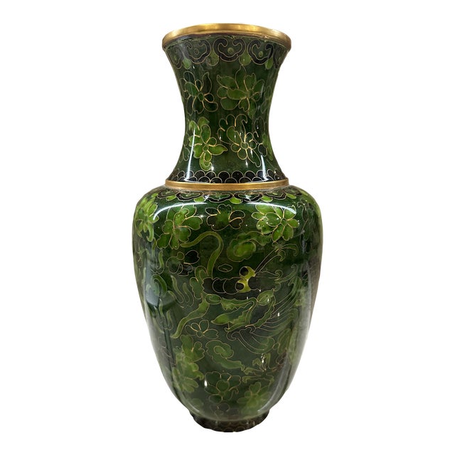 Rate Emerald Green Cloisonné Vase Chairish