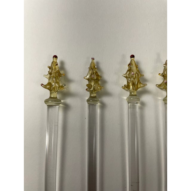 Mid 20th Century Vintage Blown Glass Christmas Tree Swizzle Sticks - Set of 8 For Sale In Buffalo - Image 6 of 7