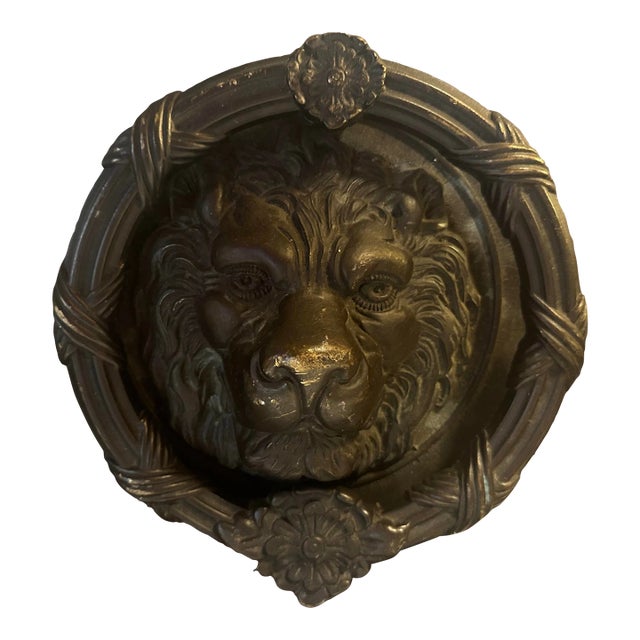 Mid 20th Century Brass Lion Door Knocker For Sale