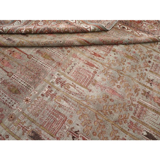 Cypress Tree Slate Gray Antique Persian Bidjar rug no. 10967 For Sale - Image 4 of 4