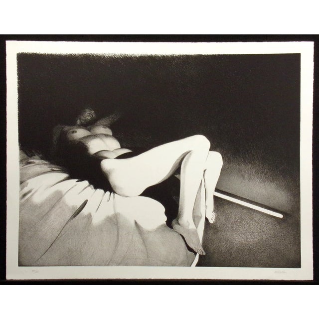 Limited edition lithograph of a reclining nude woman by Nick Abdalla. Hand signed and numbered by the artist in pencil....