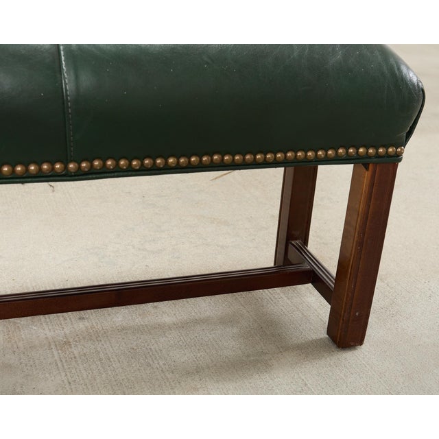 Elongated Georgian Style Mahogany Leather Footstool For Sale - Image 13 of 18