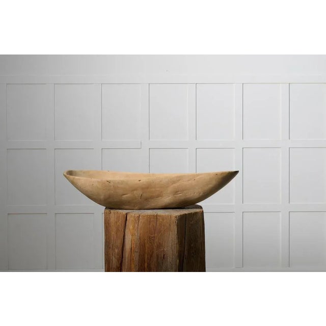 Large Antique Swedish Folk Art Wooden Bowl For Sale - Image 5 of 11