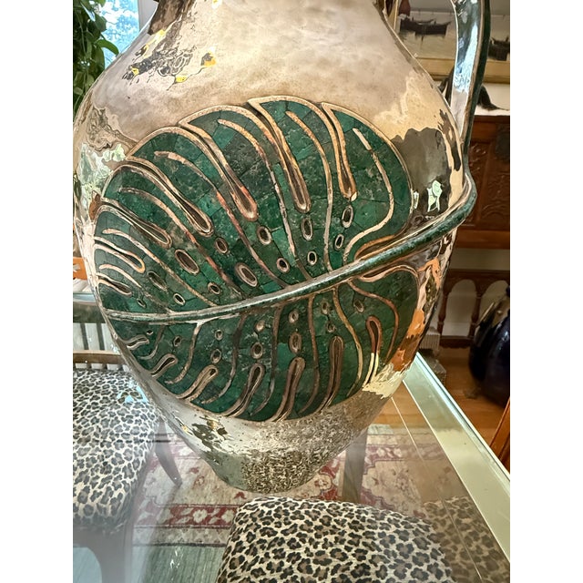 Late 20th Century Huge 17.5" Tall Emilia Castillo Silverplate With Monstera Pitcher, Signed, Hallmarked For Sale - Image 5 of 7