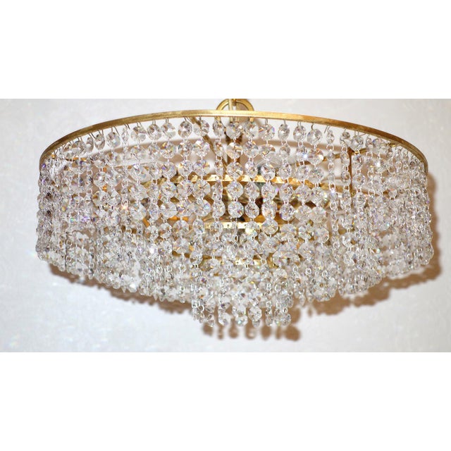 1960s Antique Brass and Lead Crystal Chandelier from Ernst Palme, 1960s For Sale - Image 5 of 11