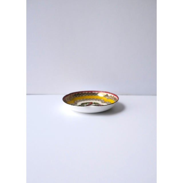 Yellow Austrian Enamel Jewely or Pill Dish with Stag Buck Deer For Sale - Image 8 of 9