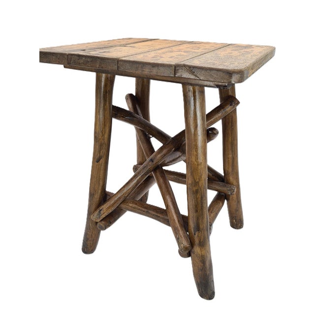 Rustic Folk Style Wooden Stool, 1950s-1970s For Sale - Image 10 of 10