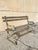 Antique English Victorian Cast Iron Wooden Slat Garden Seat Patio Park Bench. Item features a cast iron leafy scroll...
