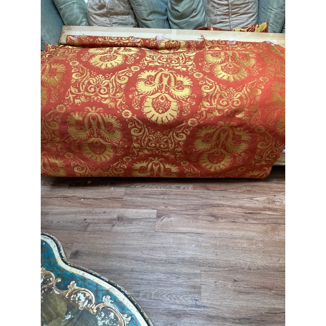 Orange Silk Tapestry Fabric From 1950 For Sale - Image 8 of 12