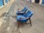 Modern Mid Century Style Lounge Chairs Solid Walnut Frames/Blue Chenille For Sale - Image 4 of 8