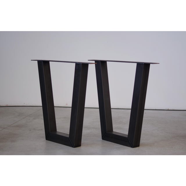 2020s Handcrafted White Lacquered Brushed Fir Table with Iron Legs For Sale - Image 5 of 8