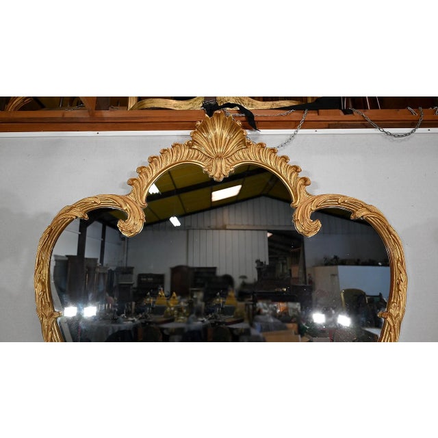 1950s Antique Golden Wood Mirror in Louis XV Style For Sale - Image 5 of 18