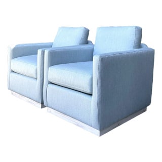 Vintage Bassett Swivel Club Chairs - A Pair For Sale