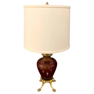 Early 20th Century Sang De Boeuf, Ormolu Mounted Vase by Rookwood 1936 Now as a Lamp, Dark Glaze