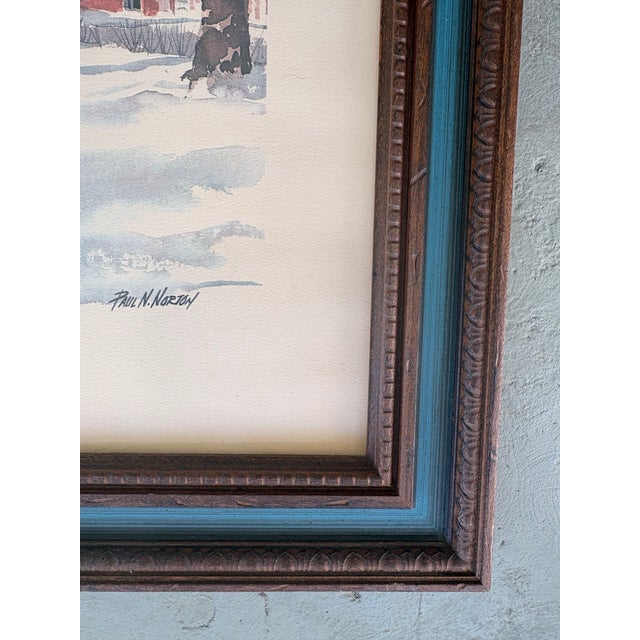 Vintage Watercolor Print of the Hubbell Mansion (Terrace Hill) by Paul N. Norton, Winter Architectural Scene For Sale In Orlando - Image 6 of 8