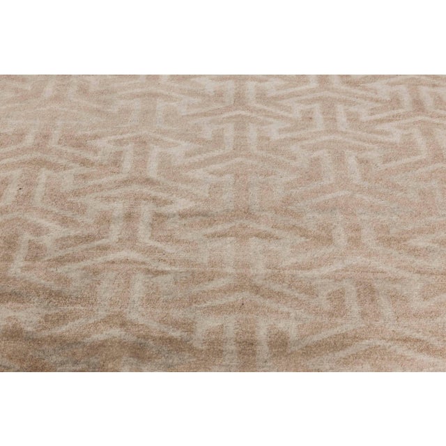 Modern Modern Geometric Tibetan Terra Rug in Natural Wool by Doris Leslie Blau For Sale - Image 3 of 8