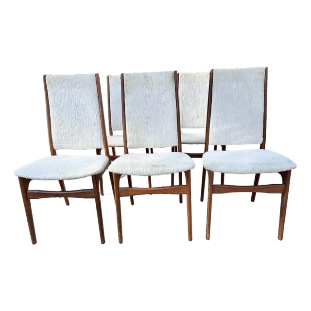 Set of Five Danish Teak Dining Chairs in the Style of Schionning and Elgaard For Sale