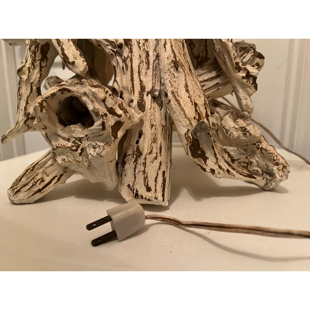 Vintage Driftwood Distressed Painted Table Lamp For Sale - Image 10 of 10