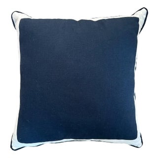 Narclay Butera Navy Linen Pillow With White Border For Sale