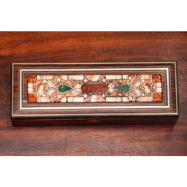 Victorian Magnificent Antique Grand Tour Inlaid Specimen Stone Pietra Dura Box Home Decor For Sale - Image 3 of 14