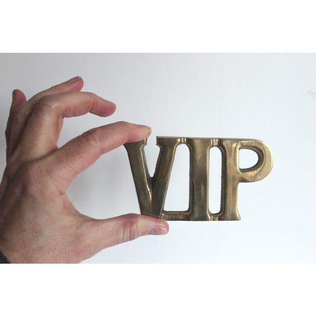 Vintage Brass VIP Paper Weight For Sale - Image 4 of 5