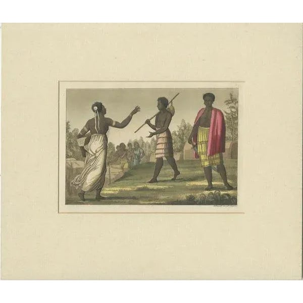 Set of three antique prints featuring natives of Africa. These prints originate from 'The Ancient and Modern Costume of...