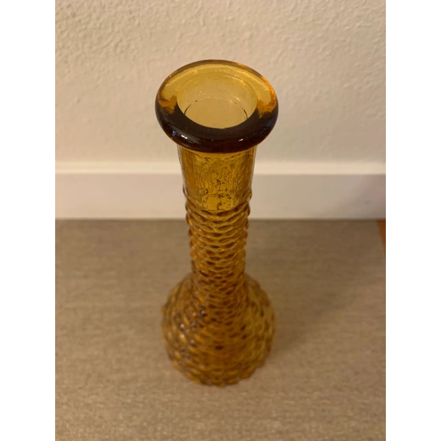 Mid-Century Modern Amber Bubble Glass Tall Vase For Sale In Los Angeles - Image 6 of 9
