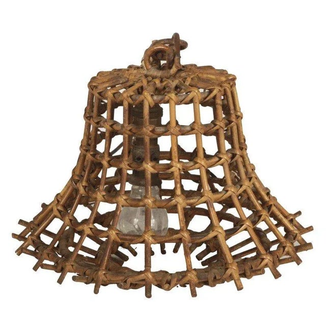 Bamboo & Rattan Chandelier in the style of Louis Sognot, 1960s For Sale - Image 4 of 6