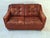 Mid century patchwork tufted 2-seater sofa in warm deep cognac / red-brown leather. Beautifully patinated leather.