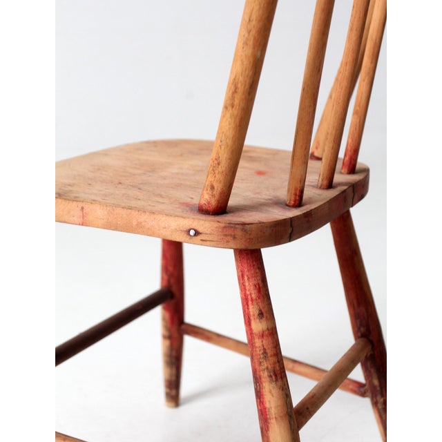 Vintage 1930s Spindle Back Children's Wood Chair For Sale - Image 12 of 14