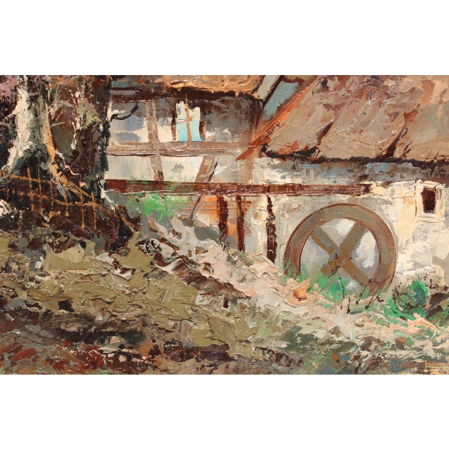 Late 20th Century Vintage Oil Painting on Canvas, Rural Landscape, Signed R.David, Framed For Sale - Image 9 of 9