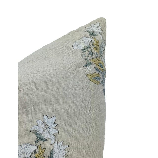 Fabdivine Block Print Handmade Pillow Cover Pure Linen- 14x14 Inch- Abhishek For Sale - Image 4 of 5