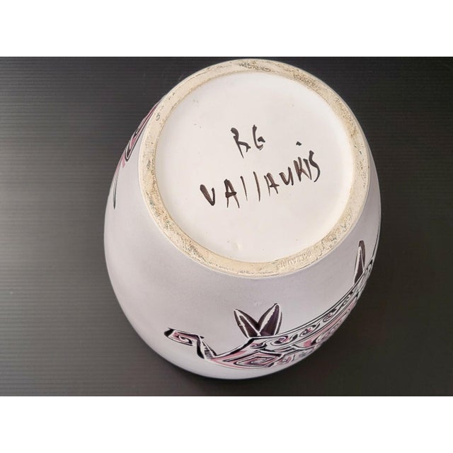 1950s Vintage Ceramic Vase with Aurocha Motif attributed to Raymond Chastagnol, Vallauris, 1950s For Sale - Image 5 of 6