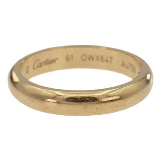 18k 750 Solid Yellow Gold Cartier Band Ring, Size 9.5 For Sale