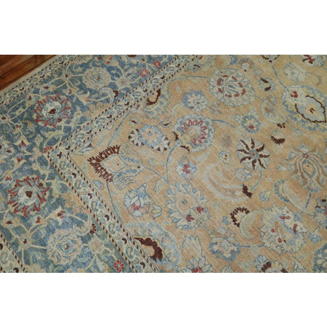 Beige Persian Meshed Beige Blue Teal Antique Rug - 10' x 13' For Sale - Image 8 of 12